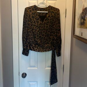 Leopard satin blouse